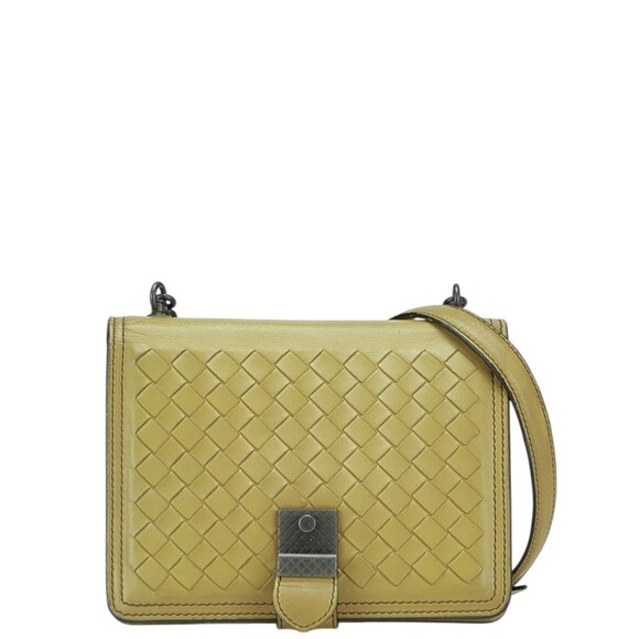 BOTTEGA VENETA Yellow Leather Intrecciato Shoulder Bag